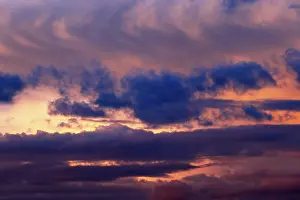 German Evening Landscape Prints: Dramatic evening sky with clouds