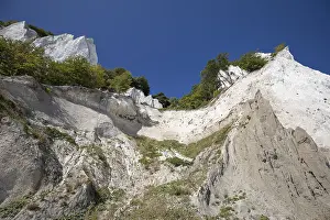Chalk Cliff Scenery Prints: A dramatic low-angle view looking up the steep