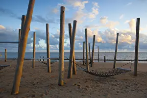 Dramatic Coastal Scenery Prints: Dramatic sunset on the empty beach