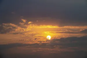 Kunene Region Landscape Prints: Dramatic sunset with clouds and sun
