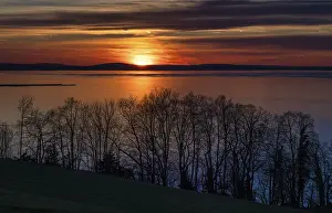 Prints of Dramatic sunset on the lake, Bregenz, evening mood, Vorarlberg, Lake Constance, Austria Lake Constance Prints: Dramatic Sunset Print on Lake Constance, Austria