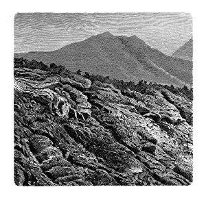 Mount Vesuvius Prints: The edge of the stream of lava