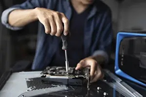 IT Engineer Prints: IT Engineer installing Hardware Equipment Development Facility Engineer Maintenance computer Motherboard Electronic