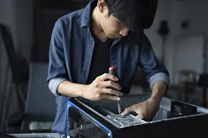 Framed Print : IT Engineer Installing Motherboard Print