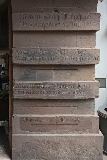Sign Prints: Engraved Flood Levels Print, Würzburg Town Hall Façade