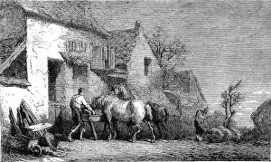 Old Illustration Art Prints: Etching not completed by the machine