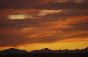 Overcast Sky With Mountains Prints: Evening sky, dramatic, red, clouds