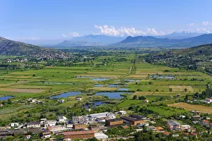 Prints of Fish ponds and railroad tracks, Zadrima plain at Lezha, Lezhe, Qar Lezha, Albania Fish ponds and railroad tracks, Zadrima plain at Lezha, Lezh, Qar Lezha, Albania Albania Prints: Fish Ponds and Railroad Tracks Print, Lezha, Albania