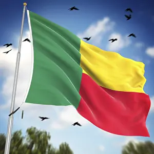 West African Flags Prints: Flag of Benin, This is a computer generated and 3d rendered image