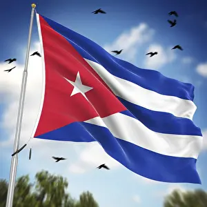 Caribbean Country Flags Prints: Flag of Cuba, This is a computer generated and 3d rendered image