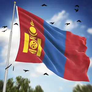 Related Prints: 3D Rendered Flag of Mongolia Print