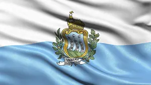 Prints of Flag of San Marino, 3-D illustration San Marino Prints: 3D Flag of San Marino Print