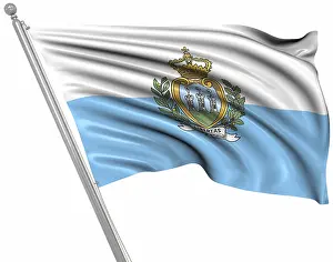 Prints of Flag of San Marino, This is a computer generated and 3d rendered image San Marino Prints: Computer Generated 3D Rendered Flag of San Marino Print