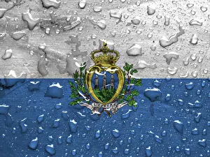 Prints of Flag of San Marino with rain drops San Marino Prints: Flag of San Marino with Rain Drops Print