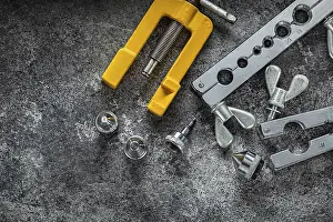 Dark Background Images Prints: Flaring Tools Composed In Angle Of Image