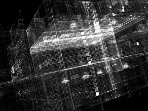 Fractal Pattern Design Prints: Futuristic cubes - abstract computer-generated image