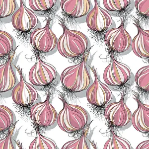 Editable Vector Template Prints: Garlic repeating pattern, editable vector template
