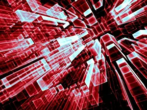 Fractal Geometry Prints: Geometric technology background - abstract computer-generated image
