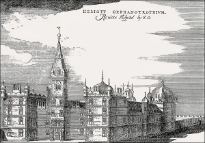 19th Century Print of George Heriot's Hospital, Edinburgh