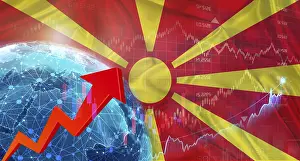 Prints of Global financial growth with North Macedonia flag. Financial growth with North Macedonia flag on economic background North Macedonia Prints: Global Financial Growth Print with North Macedonia Flag
