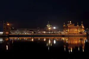 Golden Temple Prints: Golden Temple Print at Night, Amritsar, India
