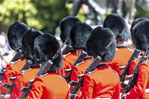 Prints of Guards of the Royal Guard with bearskin cap and weapons, Changing of the Guard, Traditional Changing of the Guard, Buckingham Palace, London, England, Great Britain Palace Prints: Royal Guard Print, Buckingham Palace Changing of the Guard