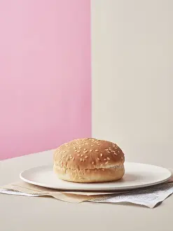 Deserted Table Setting Food Prints: Hamburger bread alone with nothing in it