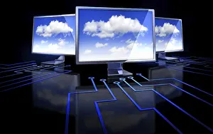Cloud Computing Infrastructure Prints: High resolution 3D rendering of a cloud computing concept