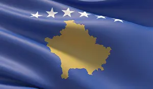 Prints of High resolution close-up flag of Kosovo. 3D illustration Kosovo Prints: High Resolution Kosovo Flag Print - 3D Illustration