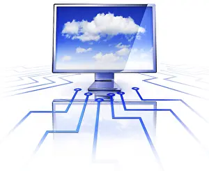 Electronic Data Transmission Prints: High resolution rendering of a cloud computing concept