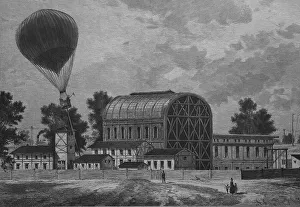 Historical Print of Tempelhof Field Airship Department Buildings