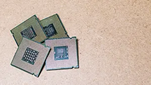 Computer Motherboard Detail Prints: Isolated computer microprocessors