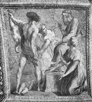 Prints of The Judgment of Solomon, fresco, ceiling fresco in the Vatican, by Raffaello Sanzio da Urbino, also Raffael da Urbino, Raffaello Santi, Raffaello Sanzio, Raphael, Italian painter, Italy Vatican City Prints: Raphael's The Judgment of Solomon Print