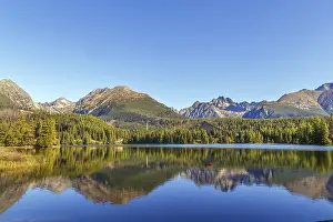 Prints of Landscape with lake Strbske Pleso in High Tatras mountans, Slovakia Slovakia Prints: Landscape Print of Strbske Pleso Lake in High Tatras, Slovakia