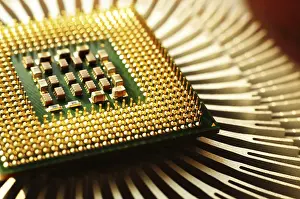 Close Up Computer Hardware Prints: Macro shot of central processing unit