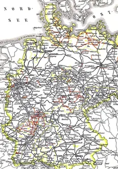 Historic Railway Infrastructure Prints: Map, marked state railways marked black