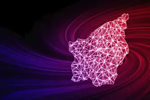 Prints of Map of San Marino, Polygonal mesh line map, modern map San Marino Prints: San Marino Polygonal Mesh Line Map Print