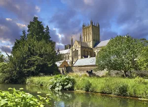 Well Prints: Medieval Wells Cathedral Print, Somerset, England