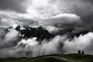 Tyrol Landscape Prints: Mountain ridge with dramatic clouds