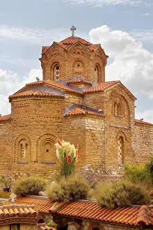 Prints of Ohrid, North Macedonia Church of St. John Kaneo and lake high angle view North Macedonia Prints: Ohrid, North Macedonia Church of St John Kaneo Print