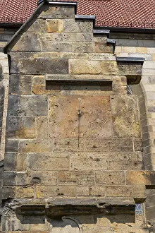 Hildesheim Germany Prints: Detail of the outer wall, clock, St