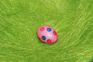 Easter Celebration Ideas Prints: Painted Easter egg on the grass