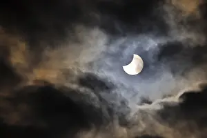 Solar Eclipse Germany Prints: Partial solar eclipse, thin cloud cover