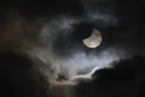 Cloudy Sky Bavaria Prints: Partial solar eclipse, thin cloud cover