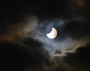 Solar Eclipse Germany Prints: Partial solar eclipse, thin cloud cover