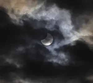 Solar Eclipse Germany Prints: Partial solar eclipse, thin cloud cover