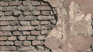 Deserted Historic District Prints: Pattern old brick wall close up background backdrop