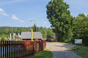 Urban Environment Eastern Europe Prints: Paved path with trees and view of the lock
