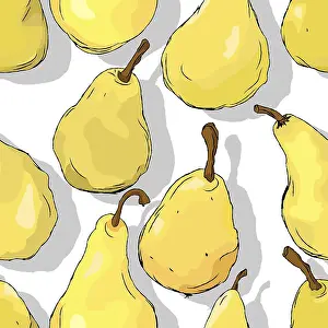 Deciduous Tree Art Prints: Pears repeating pattern, editable vector template