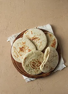 Pita Bread Stack Prints: Pita bread, stack, on the table, no people